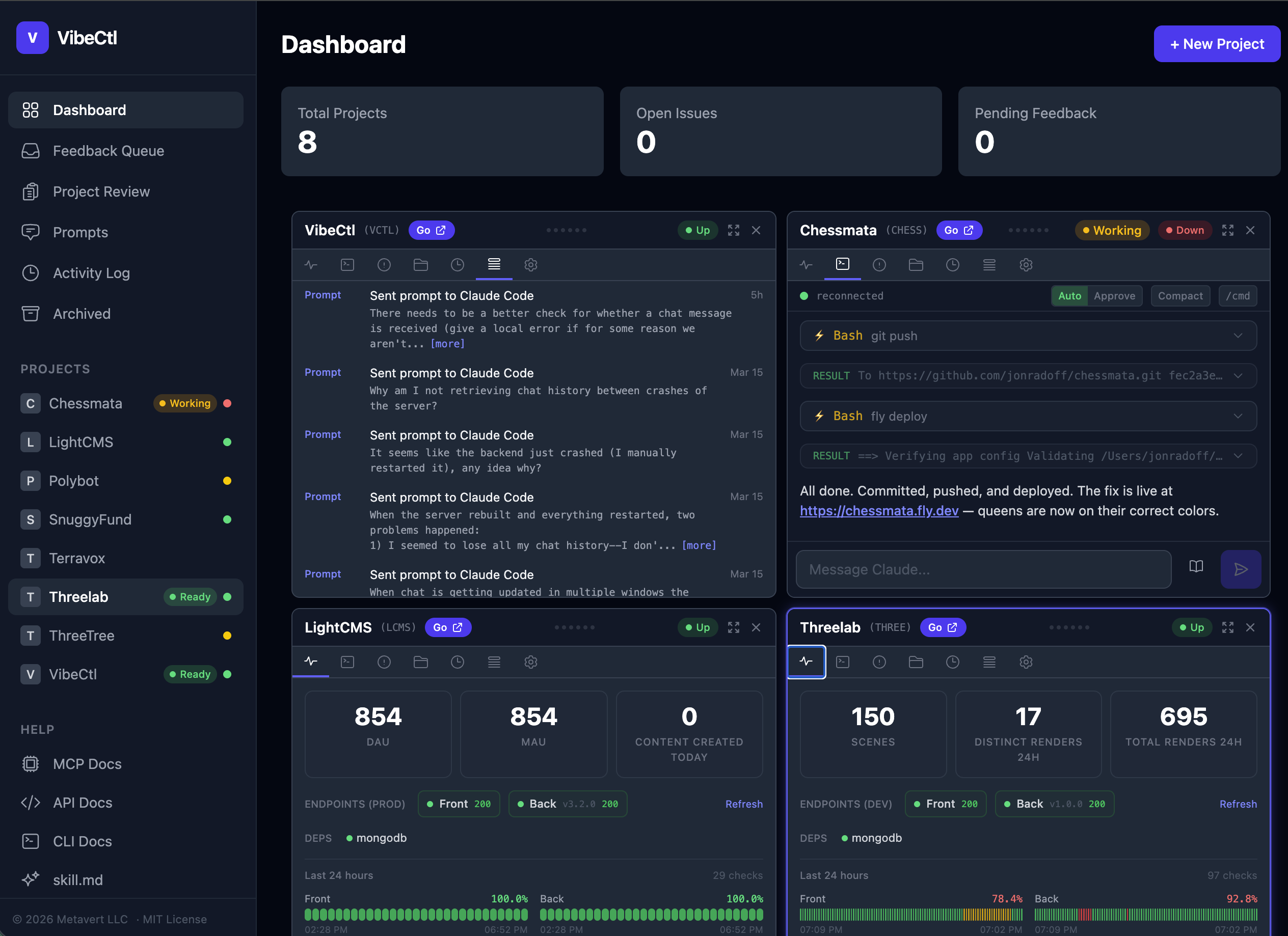 VibeCtl dashboard screenshot